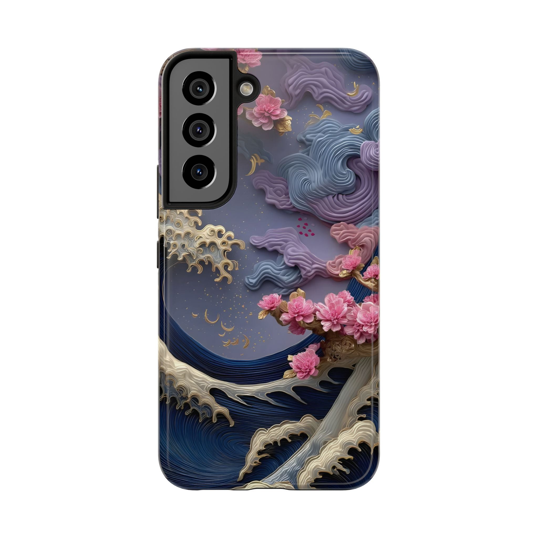 Japanese Waves and Cherry Blossoms Phone Case for iPhone and Samsung Galaxy Series