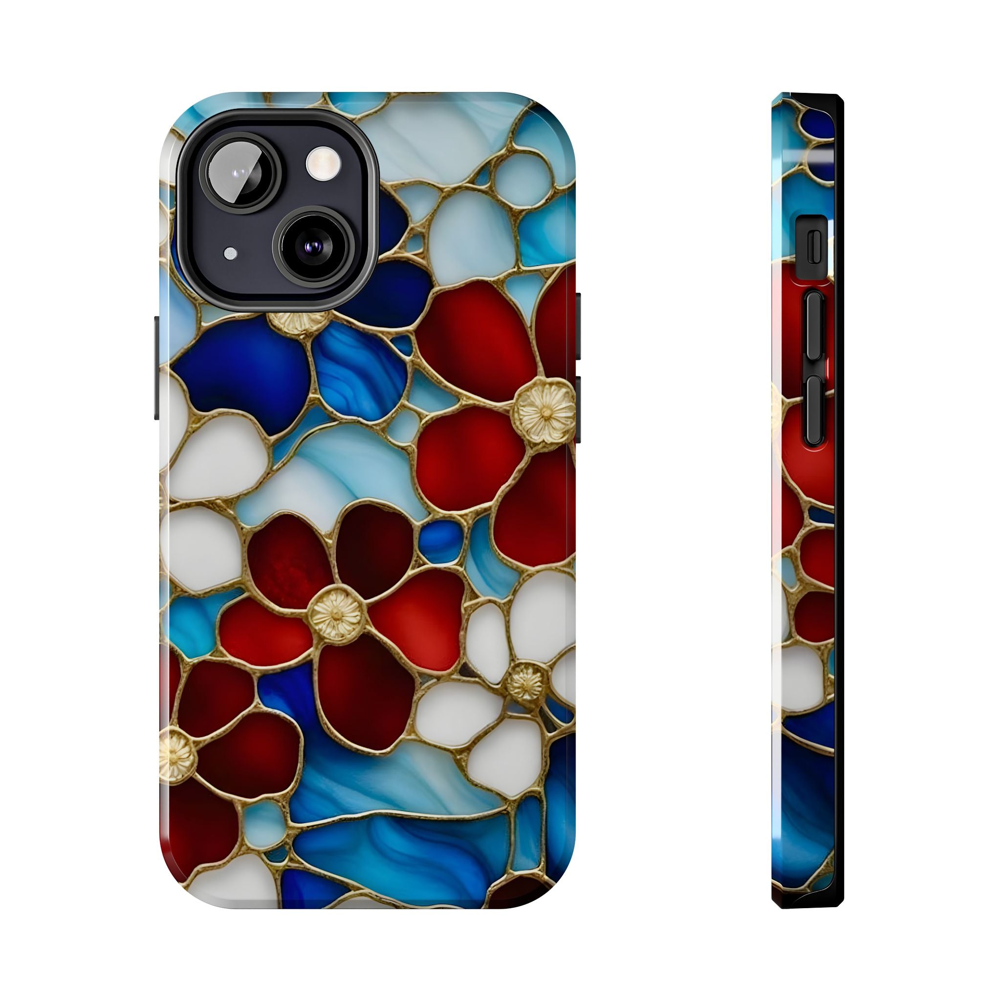 Red Floral Stained Glass Inspired Phone Case for iPhone and Samsung Galaxy Series