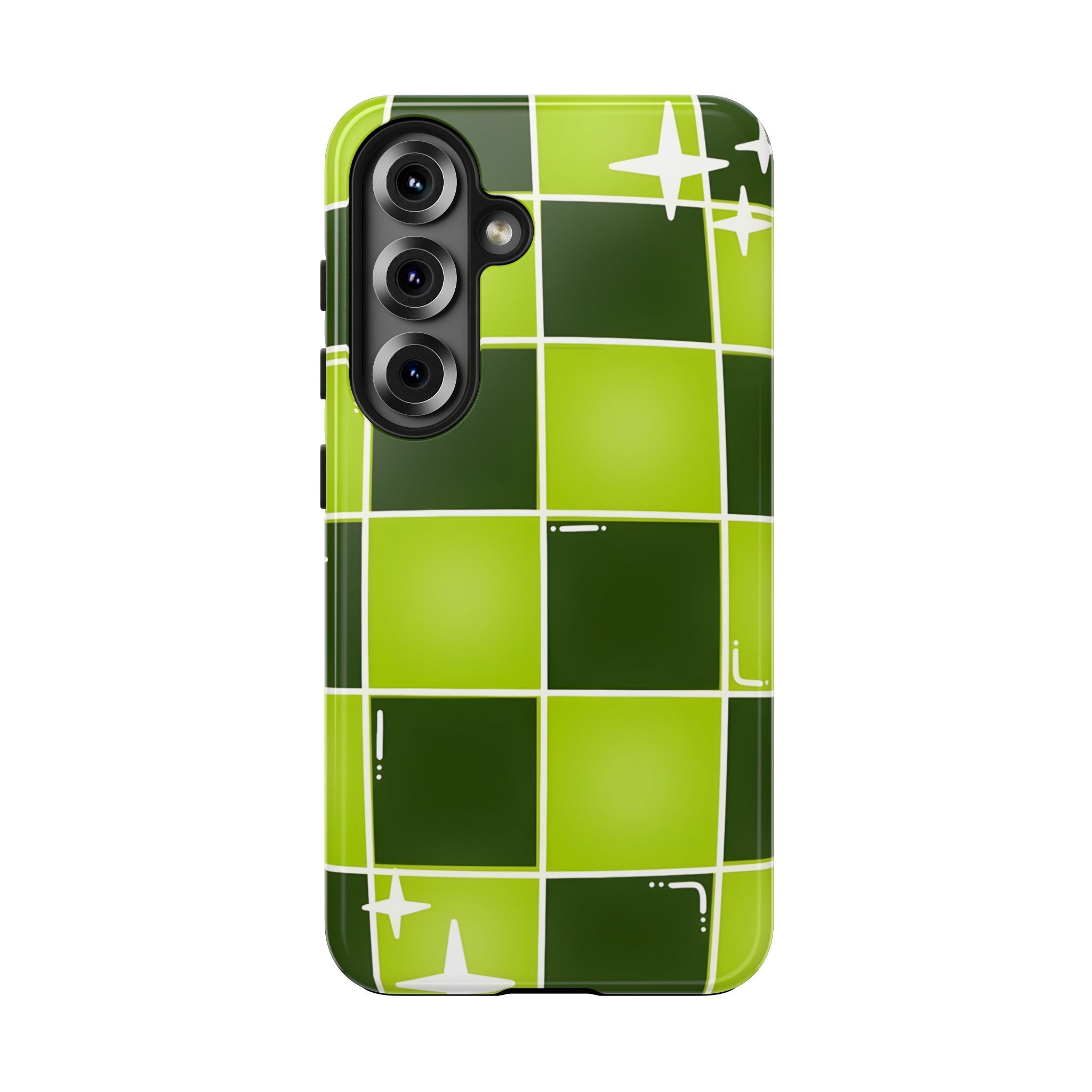 Green Checkered Tough Phone Case for iPhone and Samsung Galaxy Series