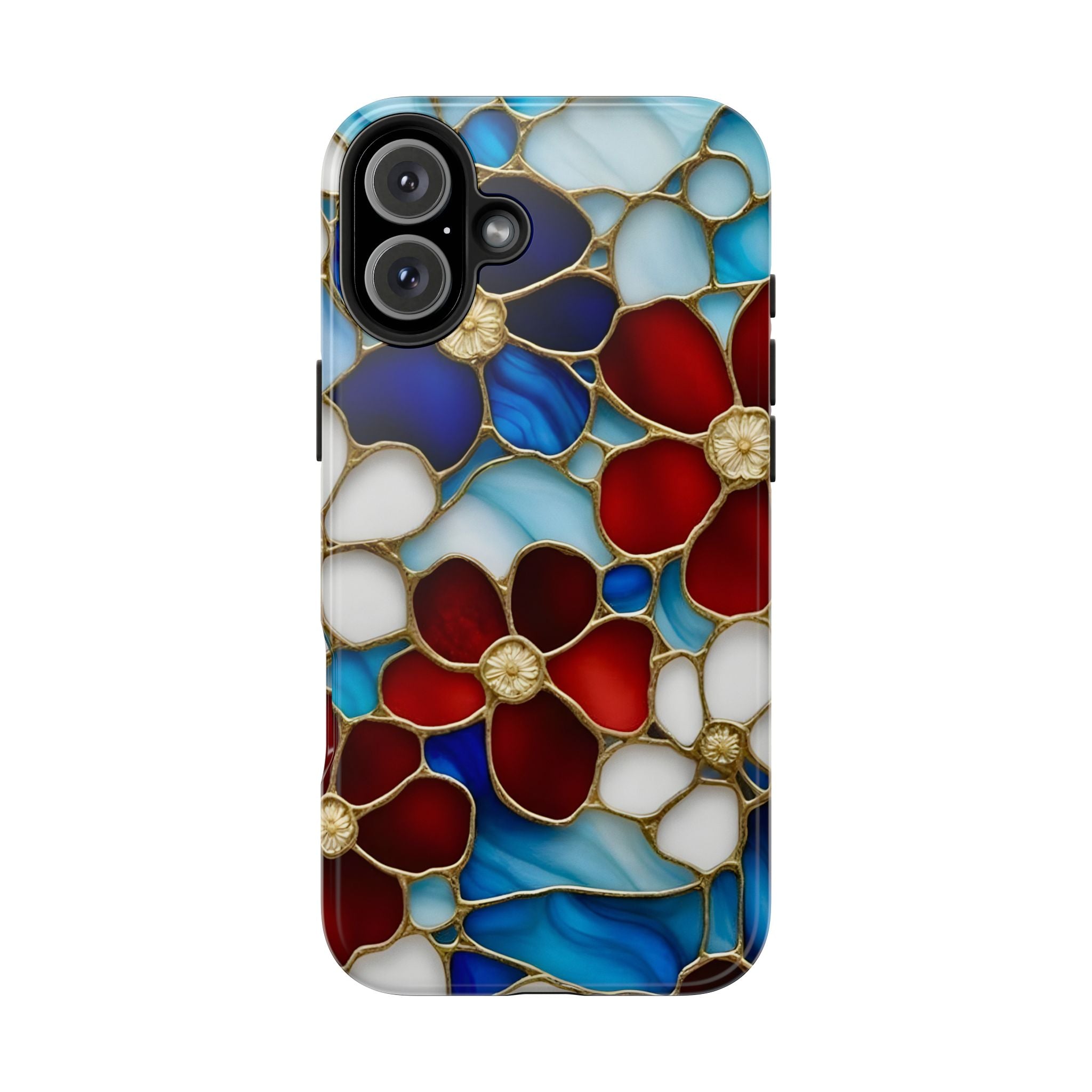 Red Floral Stained Glass Inspired Phone Case for iPhone and Samsung Galaxy Series