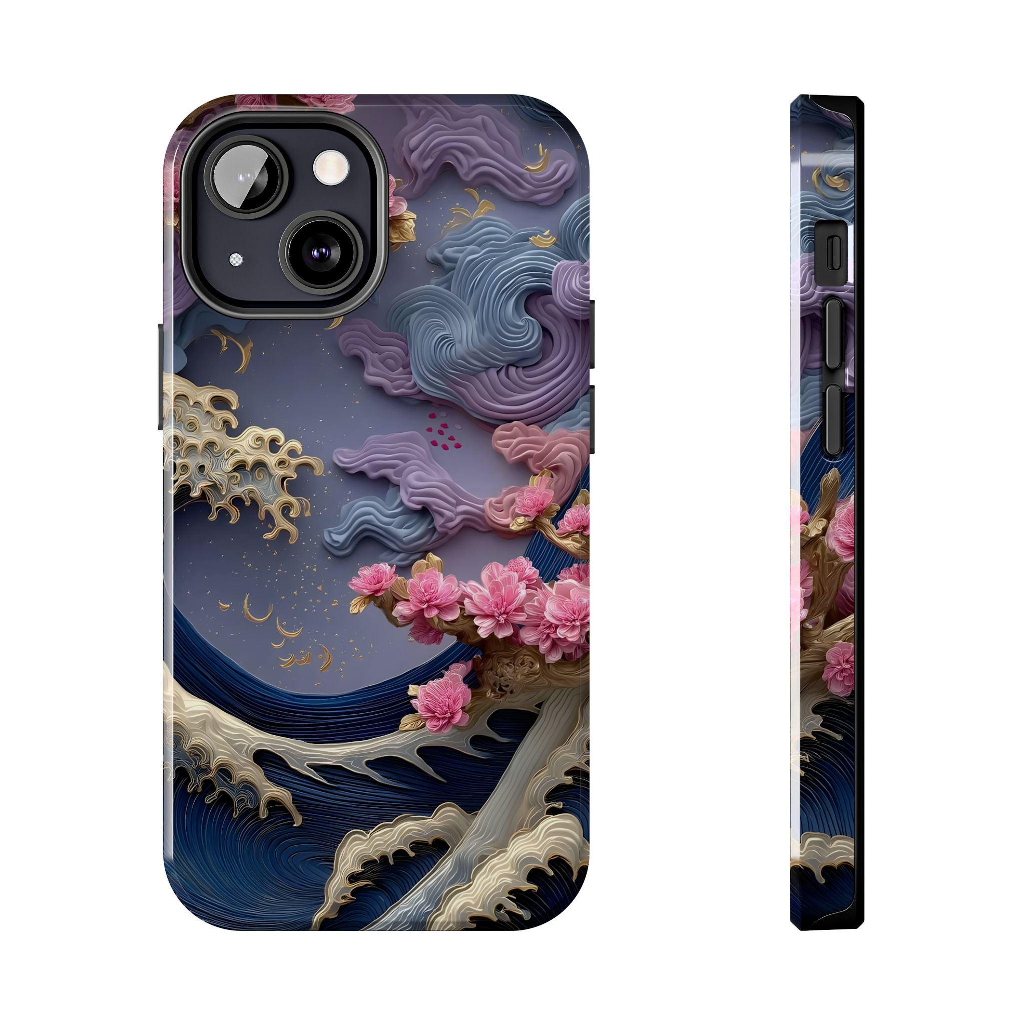 Japanese Waves and Cherry Blossoms Phone Case for iPhone and Samsung Galaxy Series