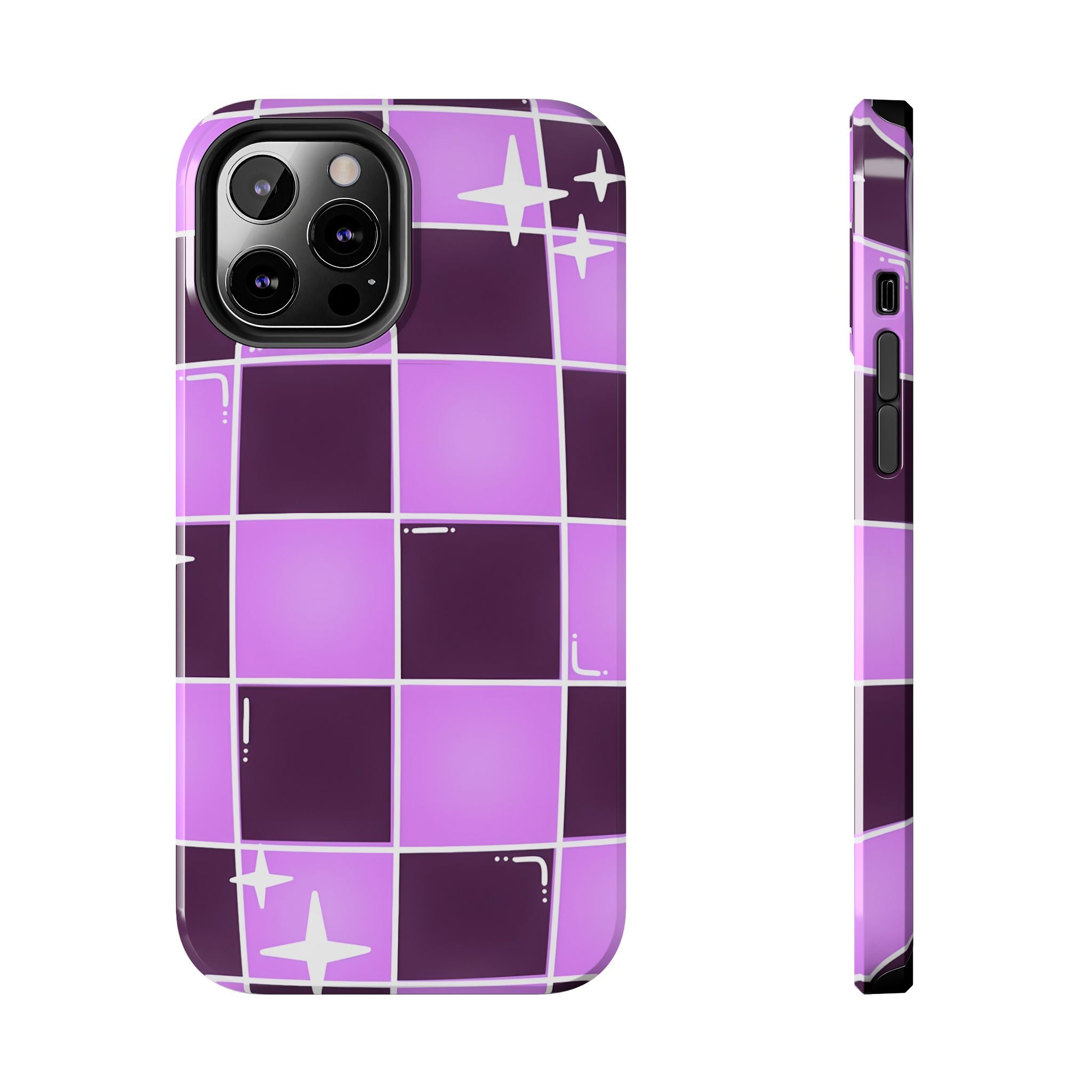 Purple Checkerboard Tough Phone Case for iPhone and Samsung Galaxy Series