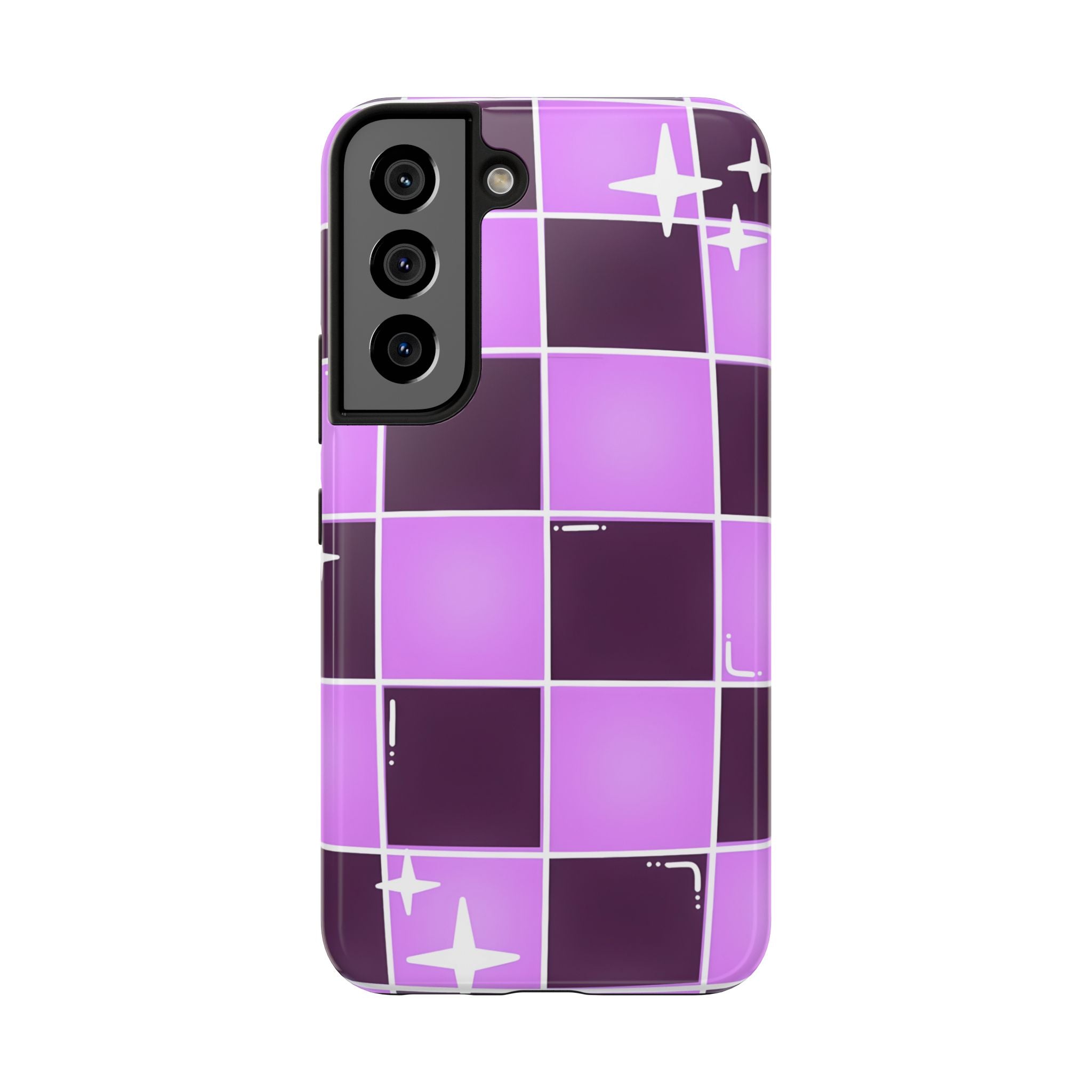 Purple Checkerboard Tough Phone Case for iPhone and Samsung Galaxy Series