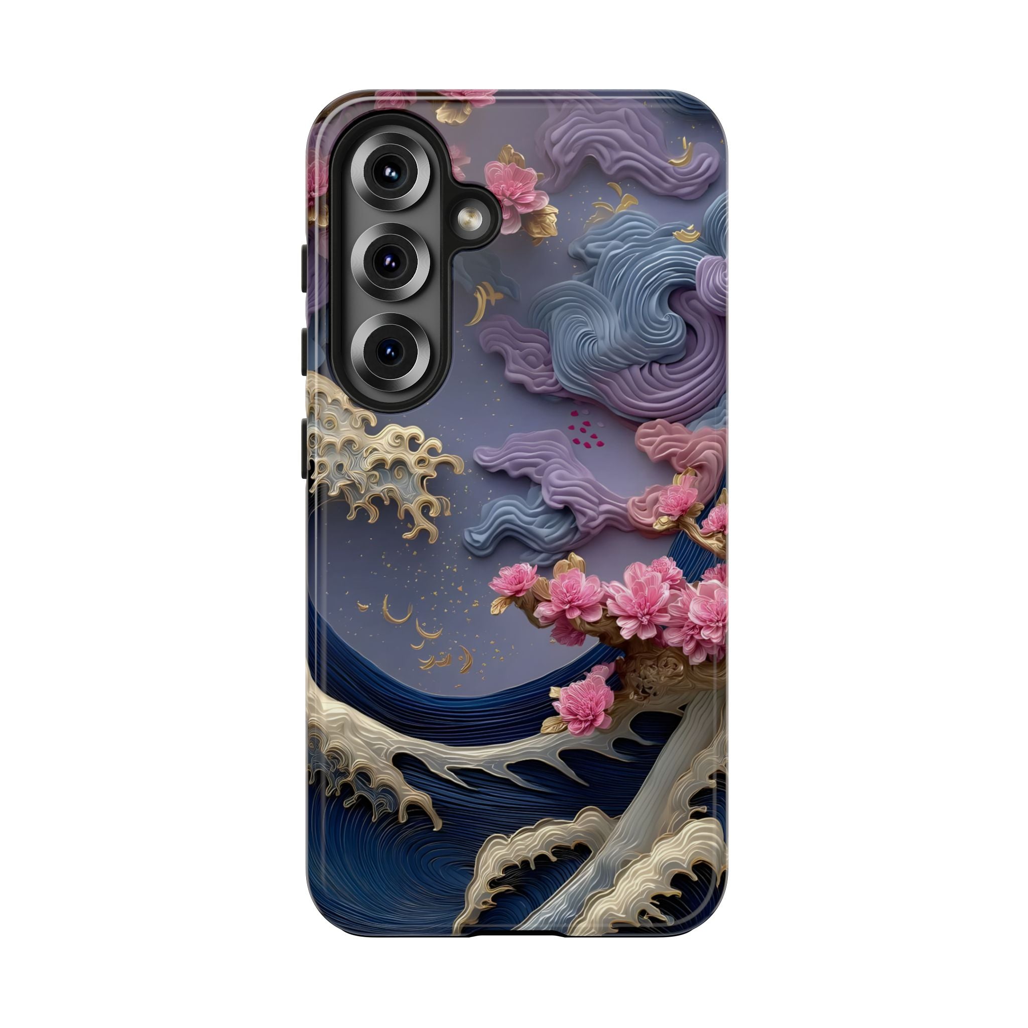 Japanese Waves and Cherry Blossoms Phone Case for iPhone and Samsung Galaxy Series