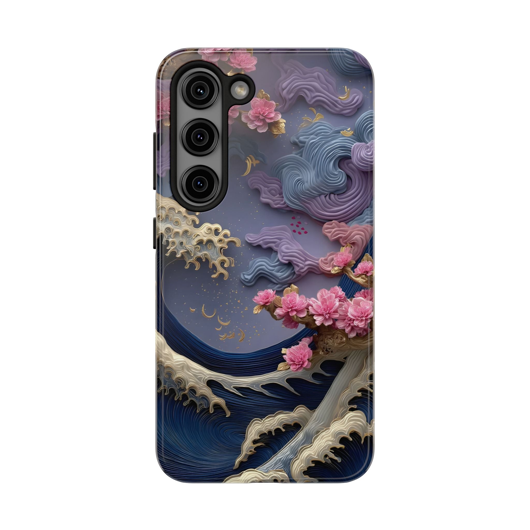 Japanese Waves and Cherry Blossoms Phone Case for iPhone and Samsung Galaxy Series