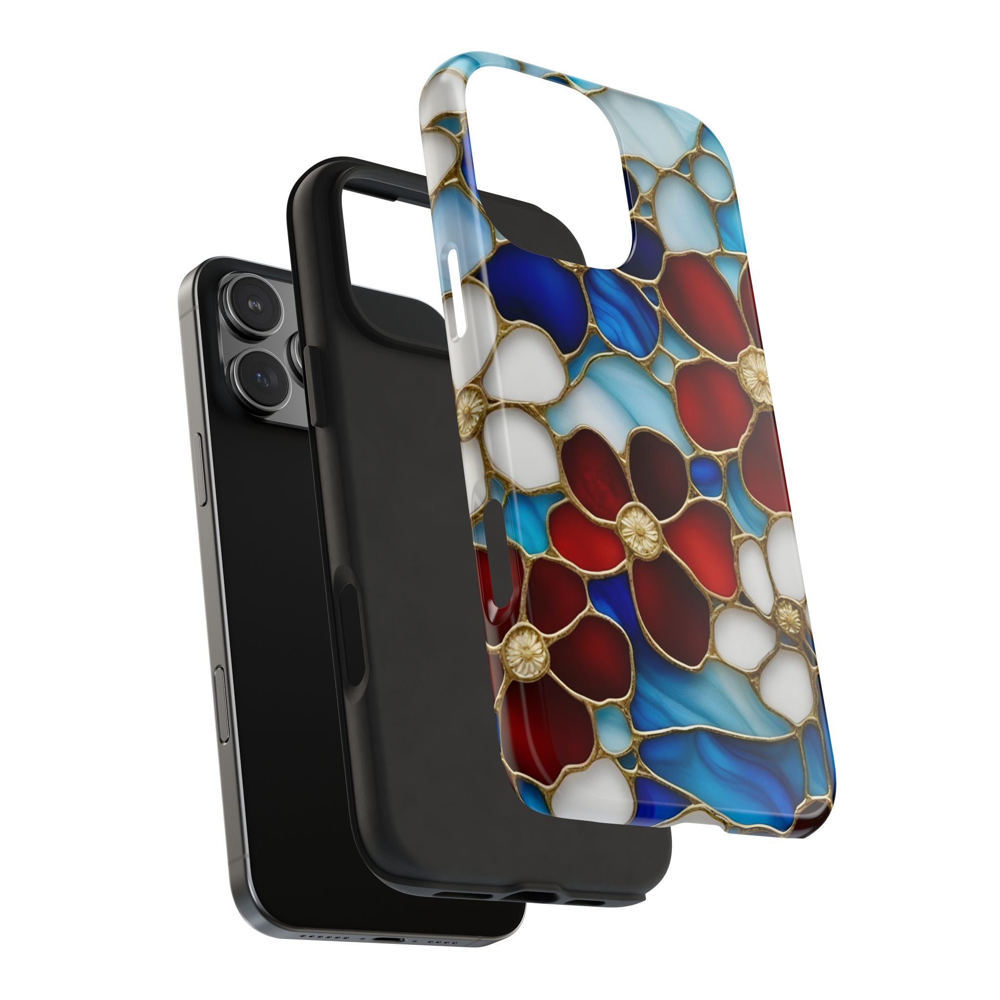 Red Floral Stained Glass Inspired Phone Case for iPhone and Samsung Galaxy Series