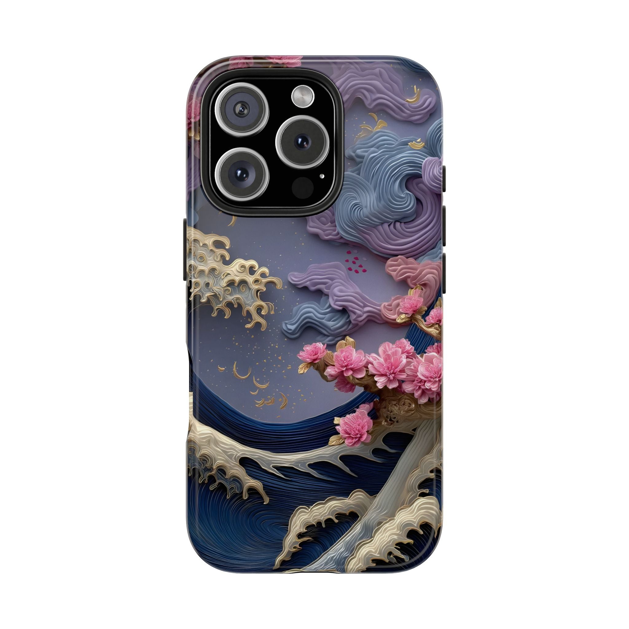 Japanese Waves and Cherry Blossoms Phone Case for iPhone and Samsung Galaxy Series