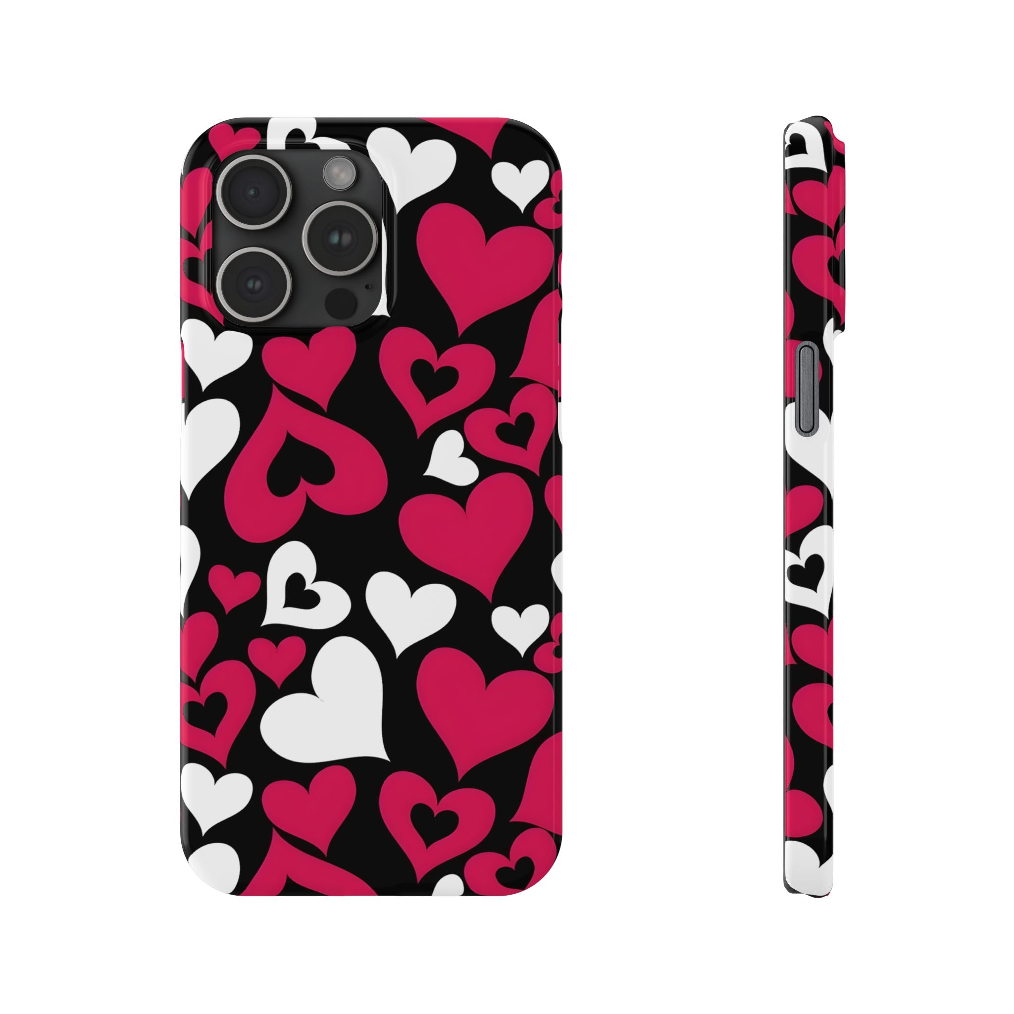 Pink and White Hearts Slim Phone Case for iPhone